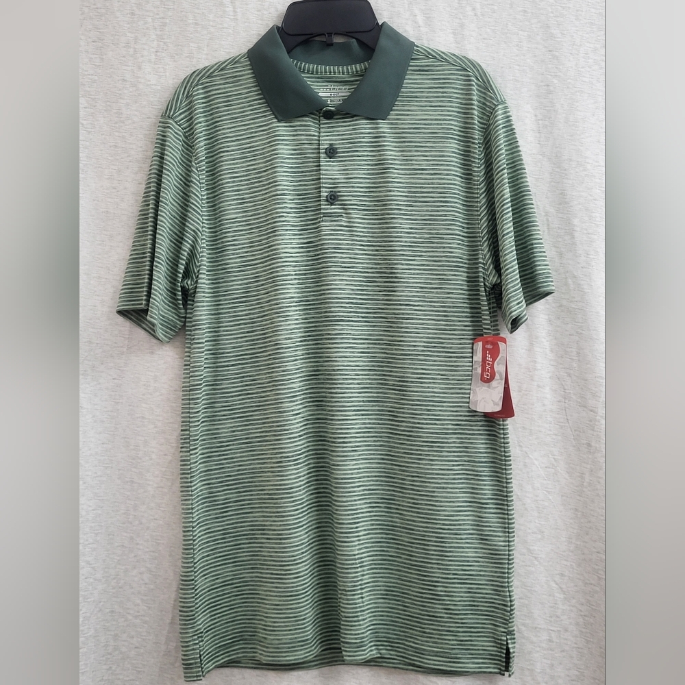 BCG Men's Golf Polo Collar Short Sleeve Green Stripe Size‎ Small NWT